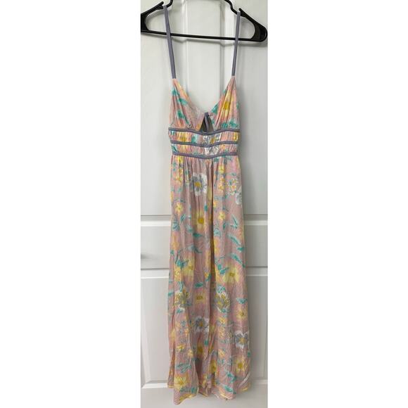 Free People Wisteria Pastel Floral Cutouts Maxi Dress light combo XS boho - Picture 7 of 9